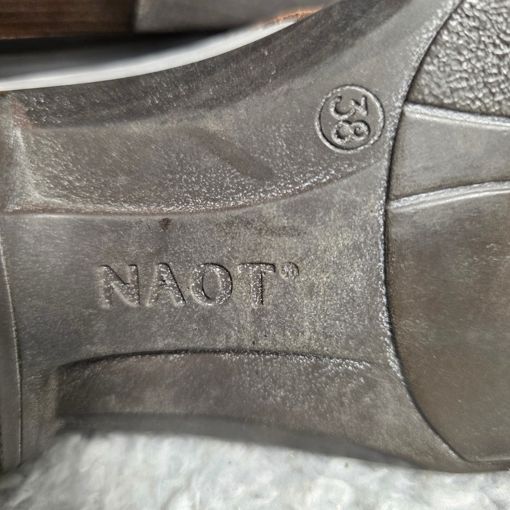 Naot Leather Cutout Ankle Booties Shoes Brown Gray Buckle Strap Women 38 7 7.5 - Picture 6 of 6